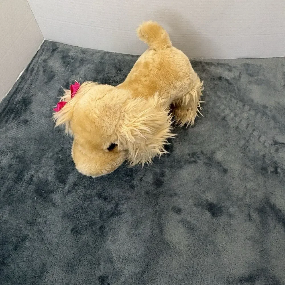 Battat Pucci Pup Cocker Spaniel Puppy Dog Plush Stuffed Animal Tan 10” Pink Bow